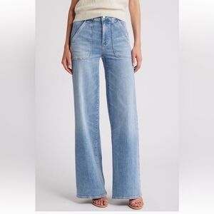 Frame Modern Pocket Wide Leg Light Blue Jeans, Size 31